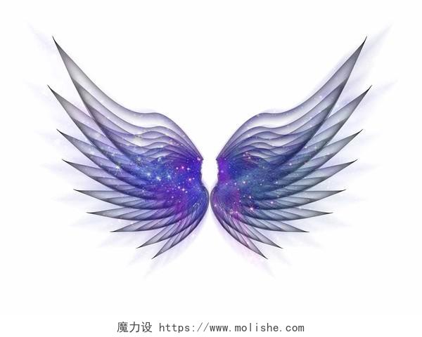 蓝色翅膀炫彩翅膀天使翅膀翅膀羽毛元素PNG素材